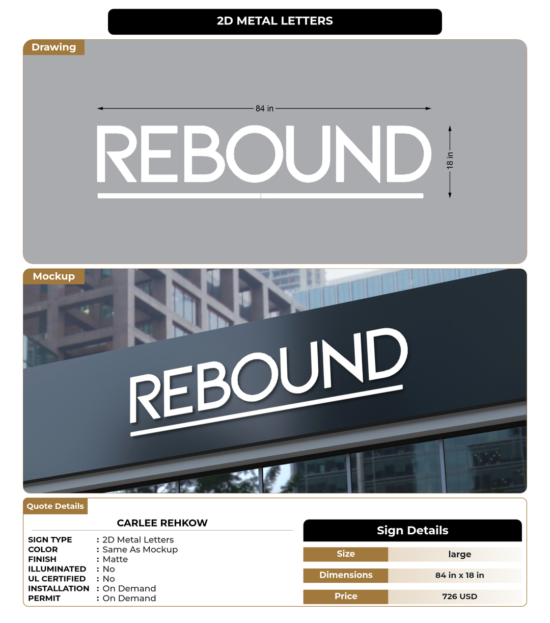 CUSTOM MOCKUP SIGN FOR Carlee Rehkow