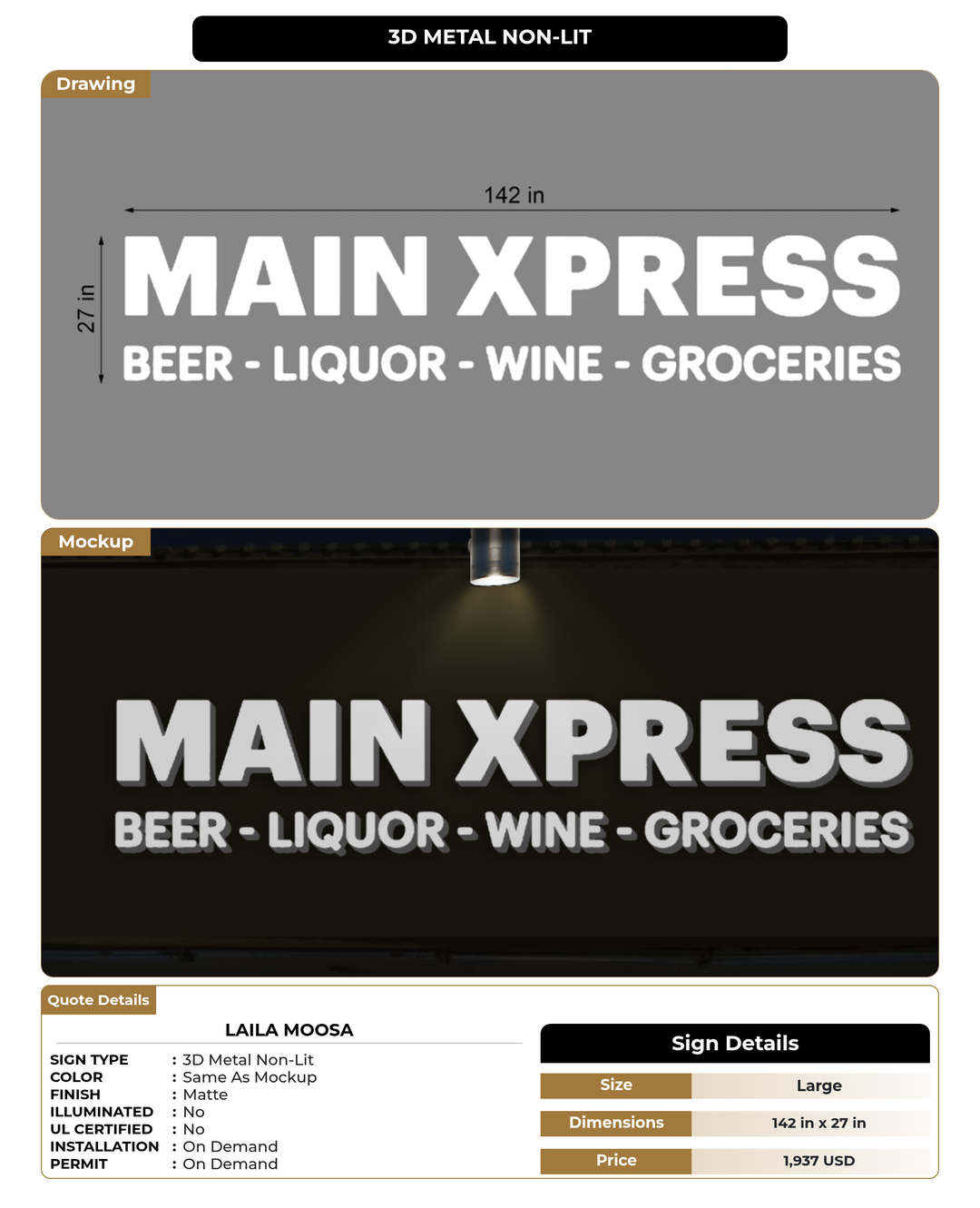 CUSTOM MOCKUP SIGN FOR Laila moosa