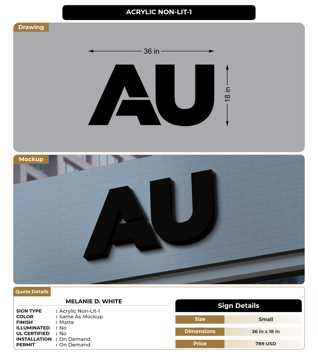 CUSTOM MOCKUP SIGN FOR Melanie D. White