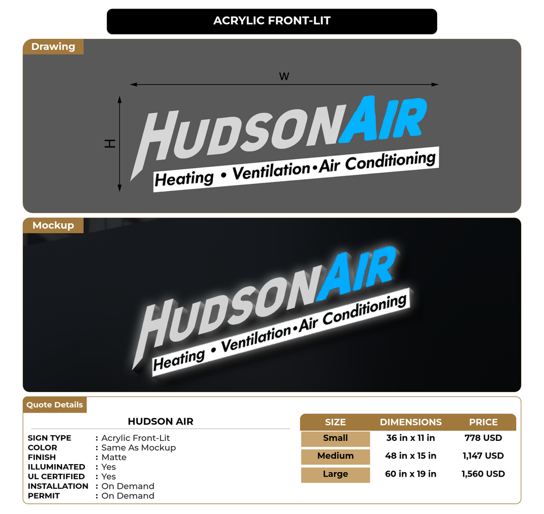 CUSTOM MOCKUP SIGN FOR Hudson Air