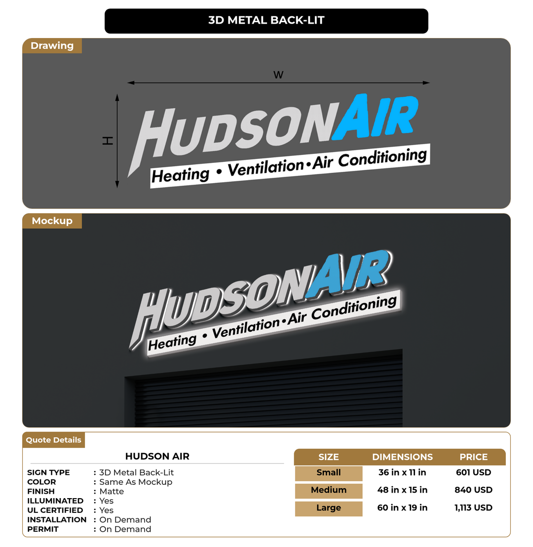 CUSTOM MOCKUP SIGN FOR Hudson Air
