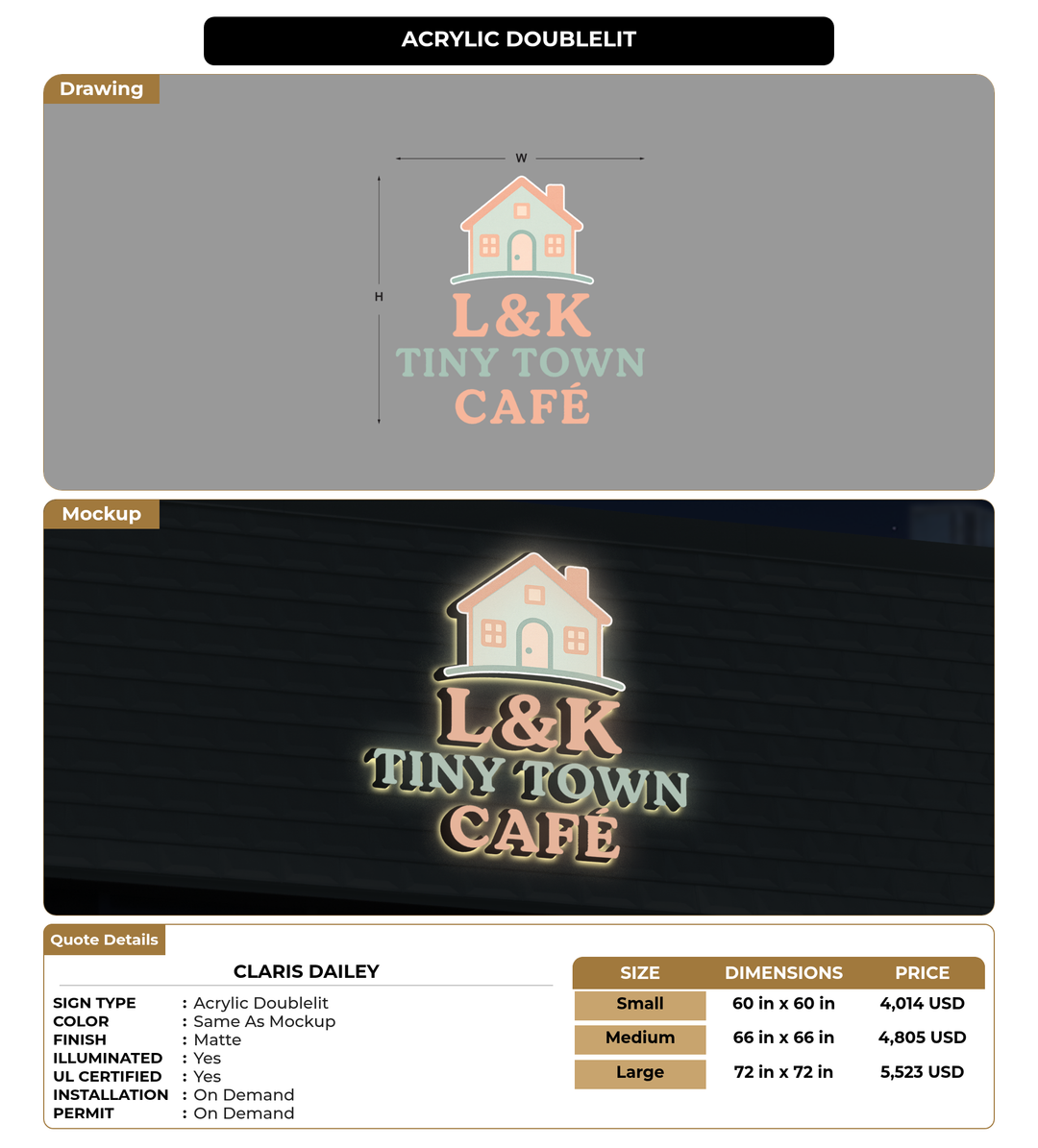 CUSTOM MOCKUP SIGN FOR Claris Dailey