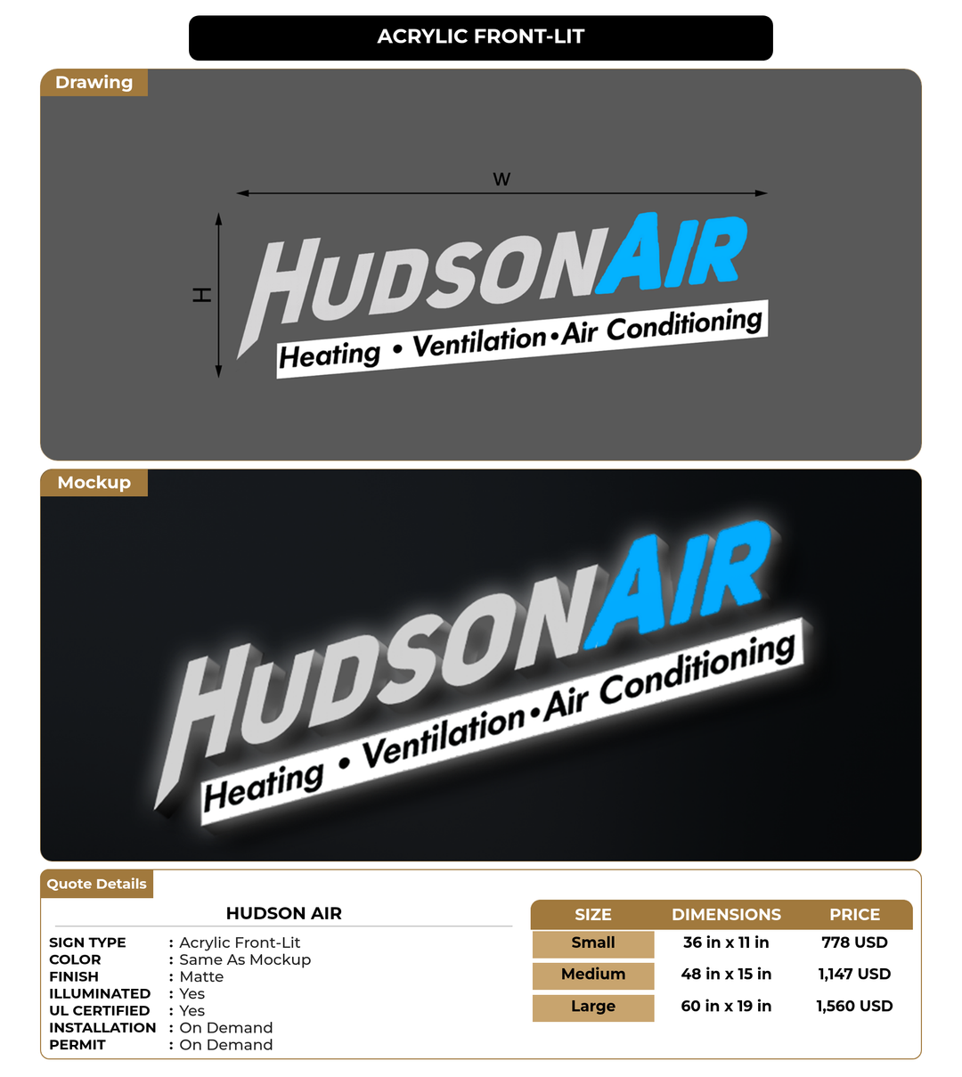CUSTOM MOCKUP SIGN FOR Hudson Air