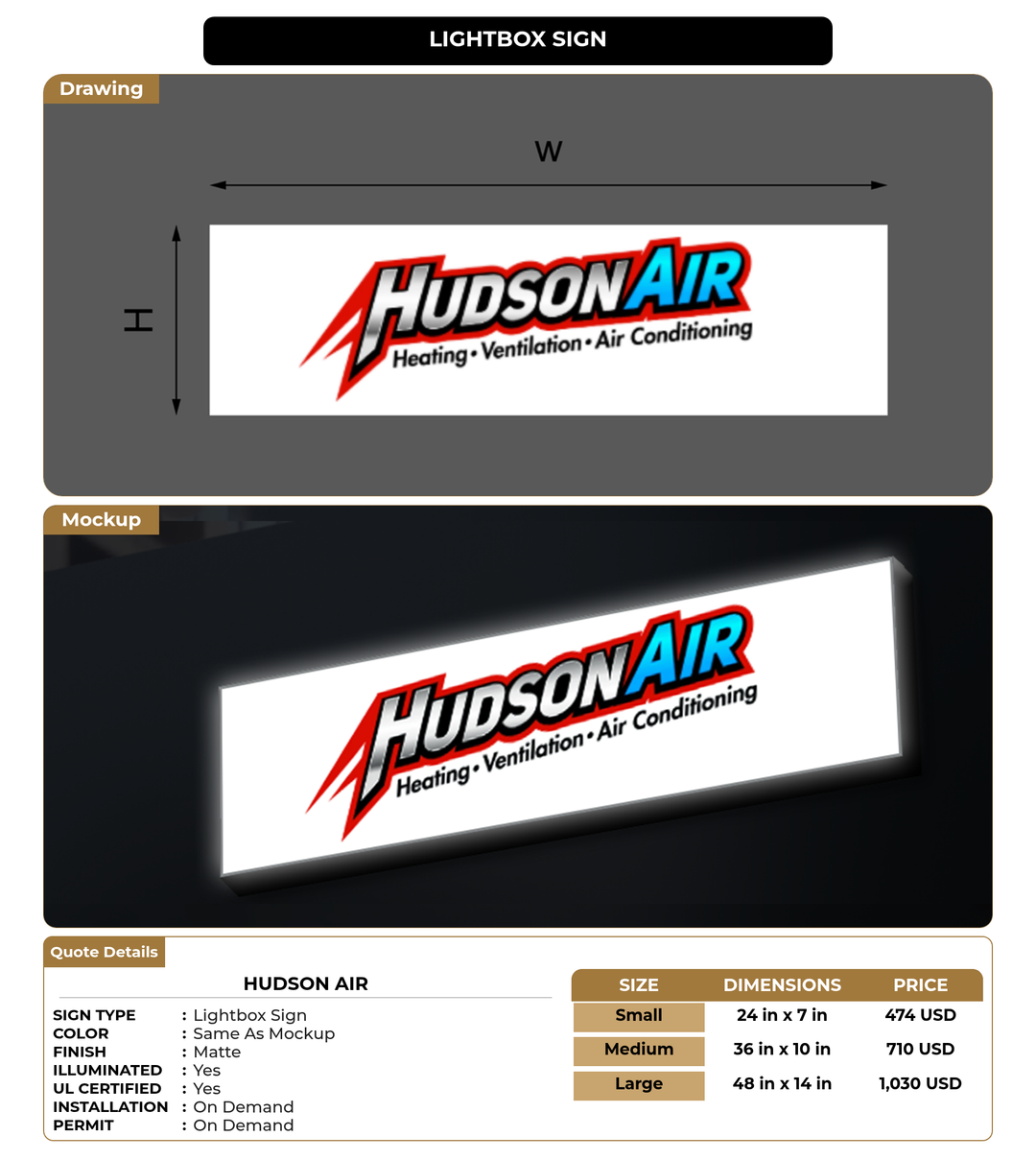 CUSTOM MOCKUP SIGN FOR Hudson Air