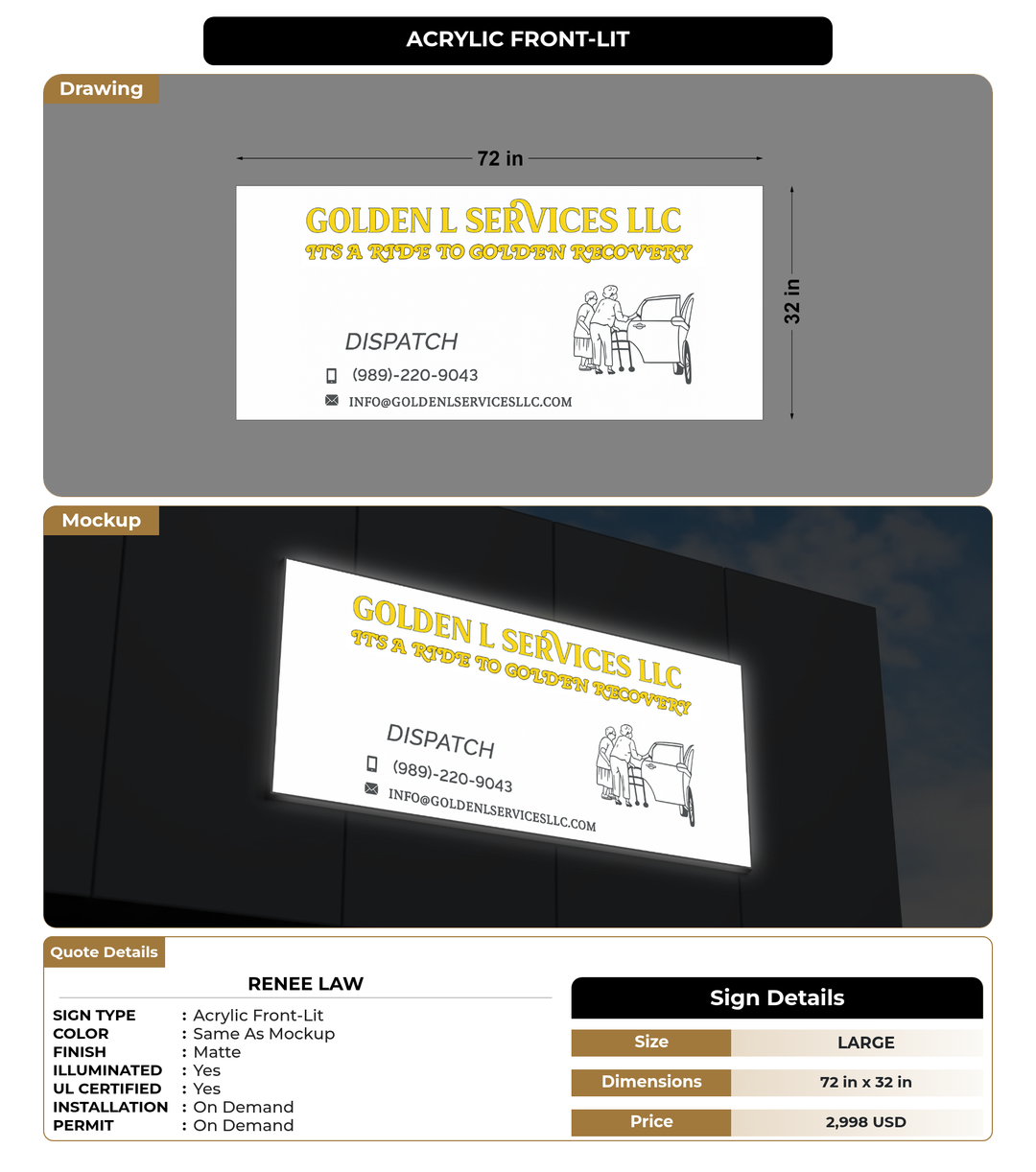 CUSTOM MOCKUP SIGN FOR Renee Law