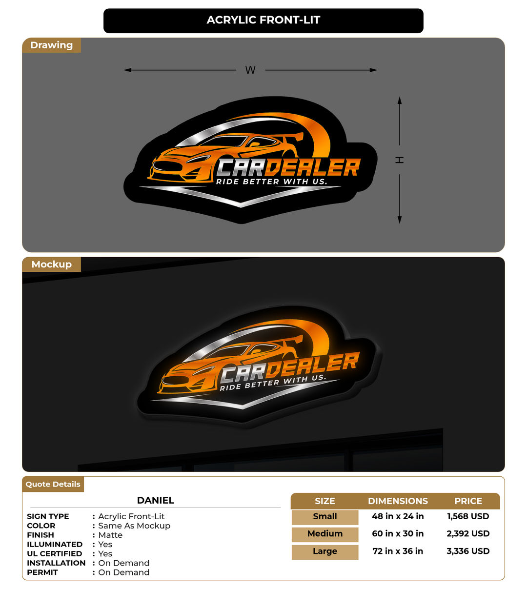 CUSTOM MOCKUP SIGN FOR Daniel