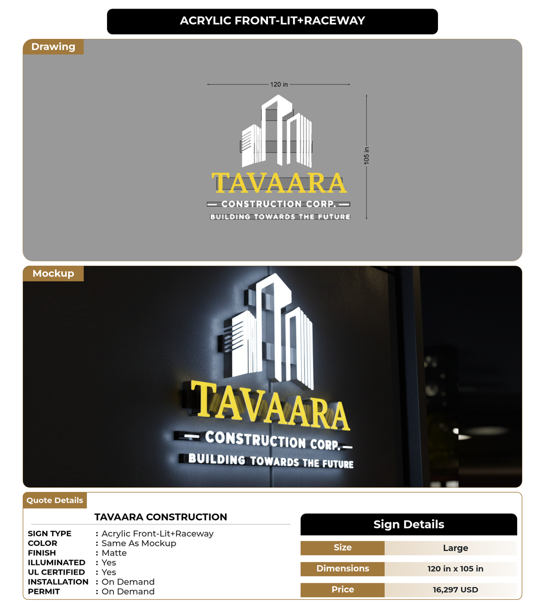 CUSTOM MOCKUP SIGN FOR Tavaara Construction
