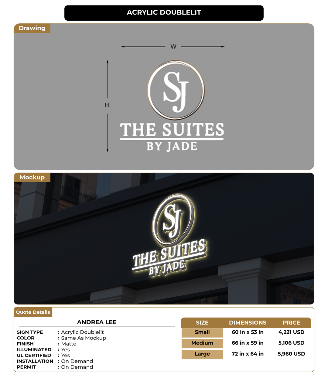 CUSTOM MOCKUP SIGN FOR Andrea Lee