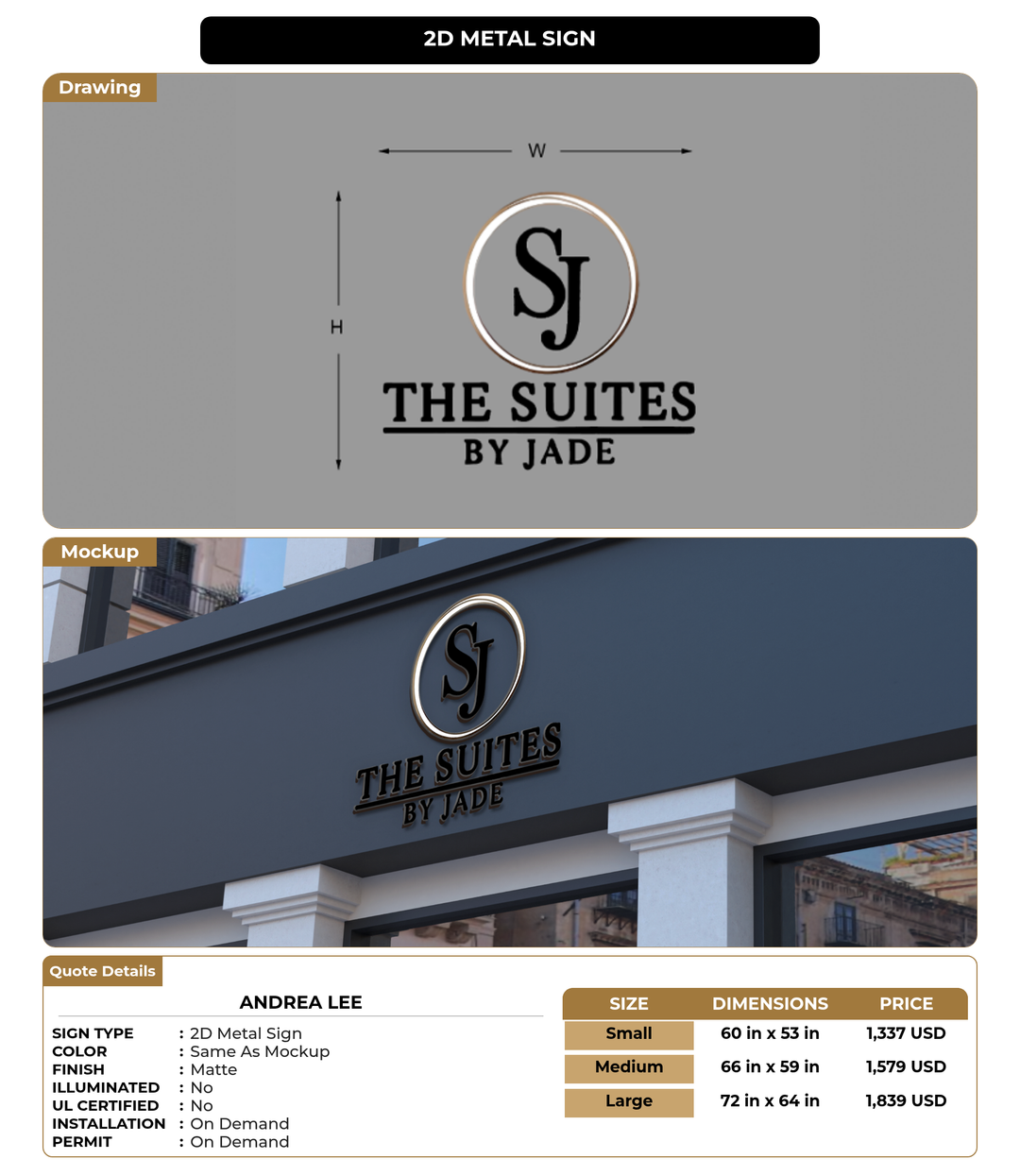 CUSTOM MOCKUP SIGN FOR Andrea Lee