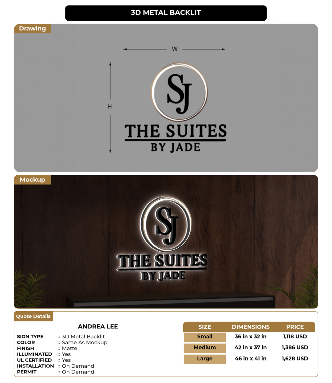 CUSTOM MOCKUP SIGN FOR Andrea Lee