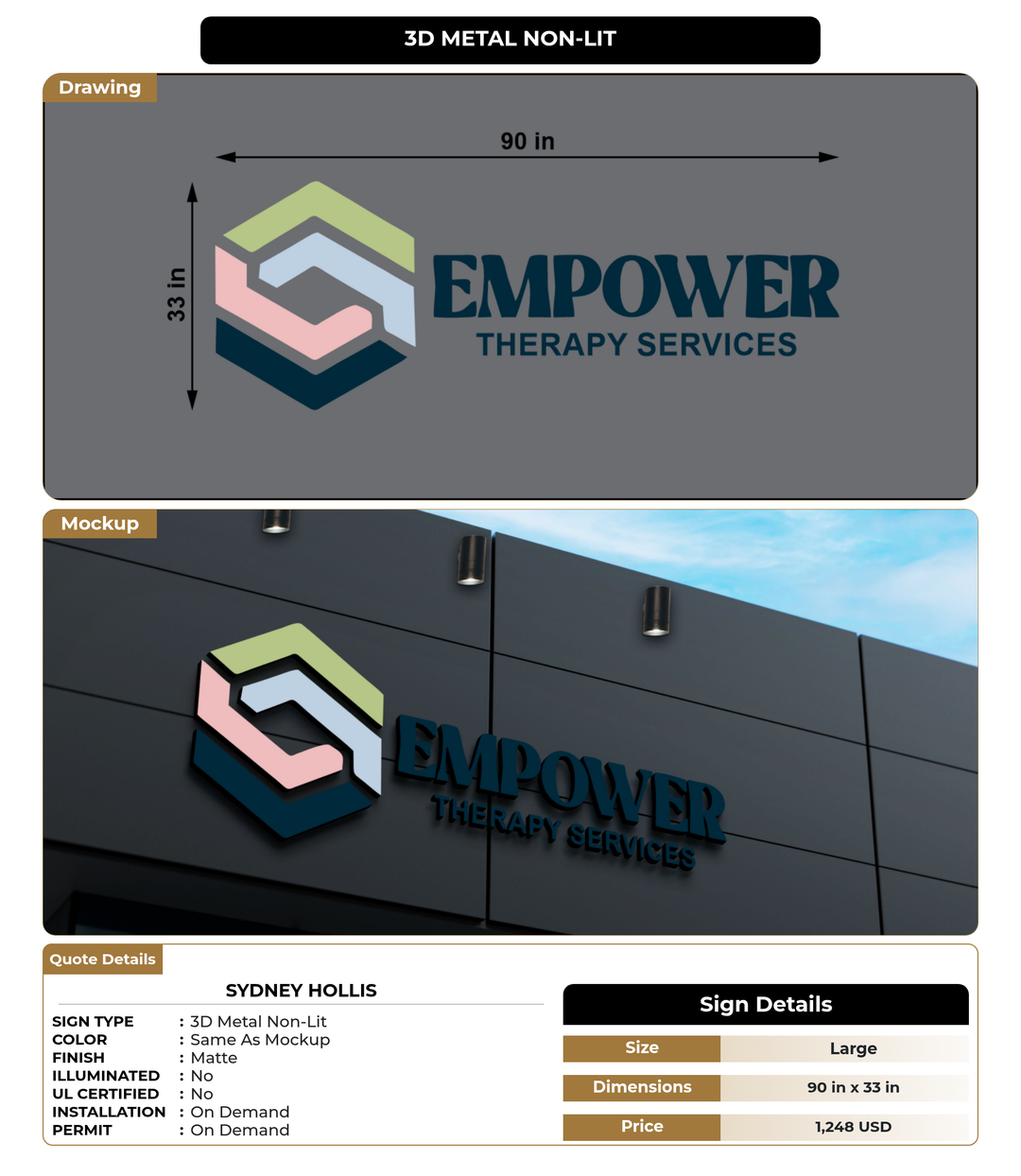 CUSTOM MOCKUP SIGN FOR Sydney Hollis
