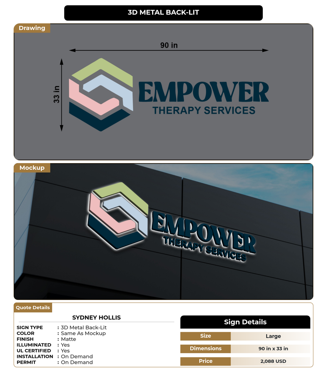 CUSTOM MOCKUP SIGN FOR Sydney Hollis