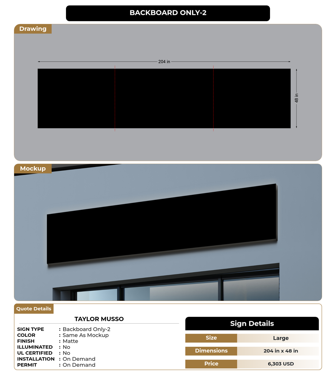 CUSTOM MOCKUP SIGN FOR Taylor Musso