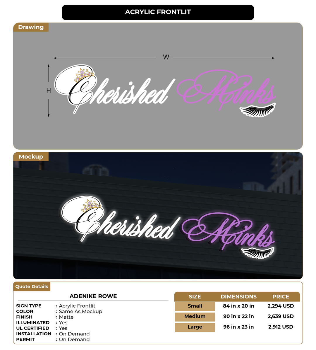 CUSTOM MOCKUP SIGN FOR Adenike Rowe
