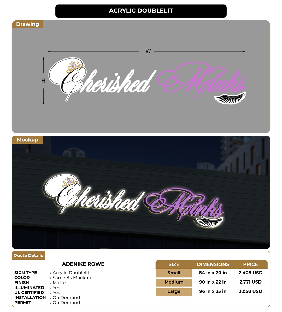 CUSTOM MOCKUP SIGN FOR Adenike Rowe
