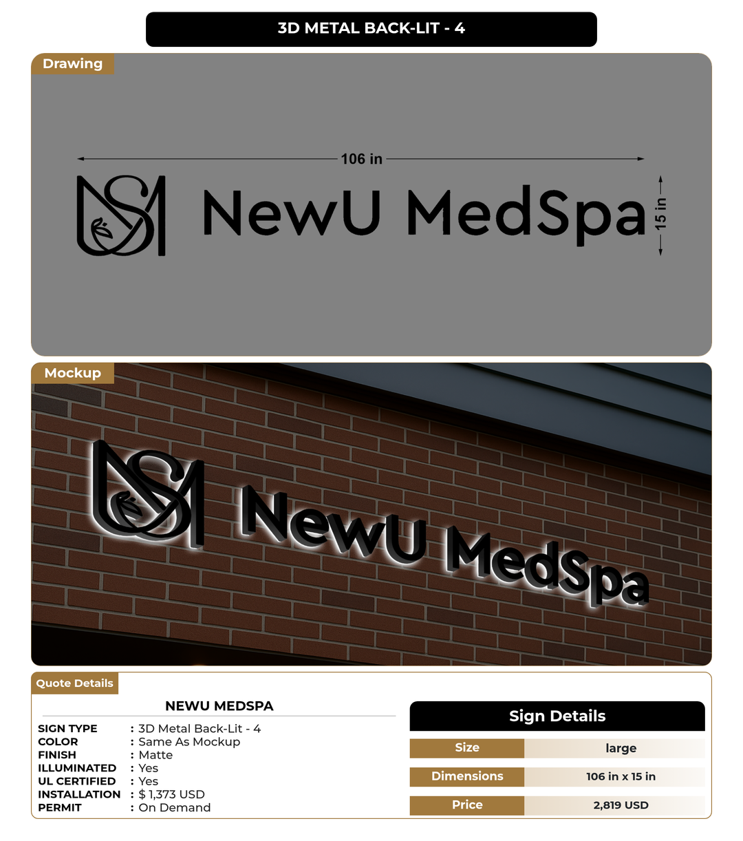 CUSTOM MOCKUP SIGN FOR NewU MedSpa