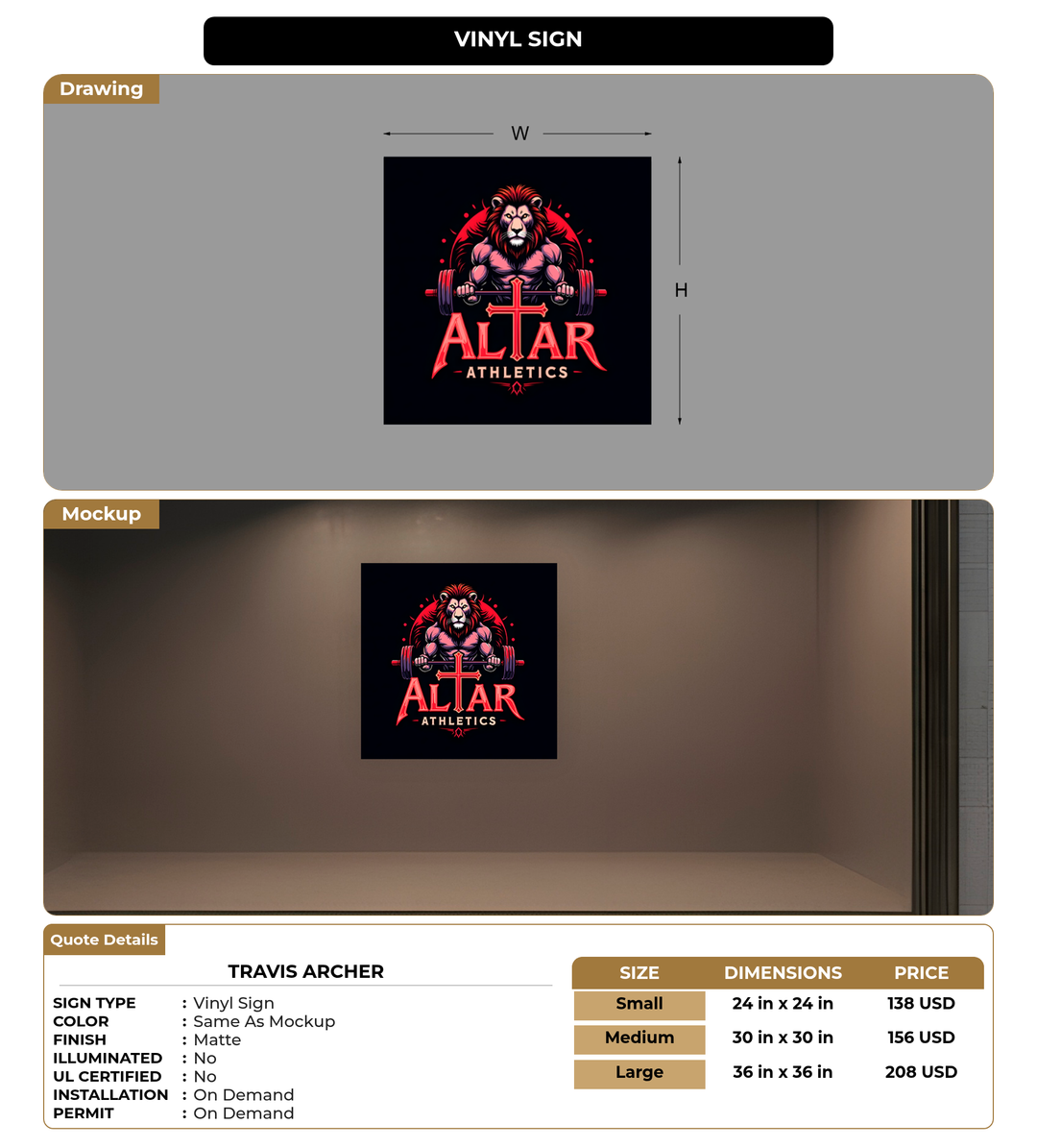 CUSTOM MOCKUP SIGN FOR Travis Archer