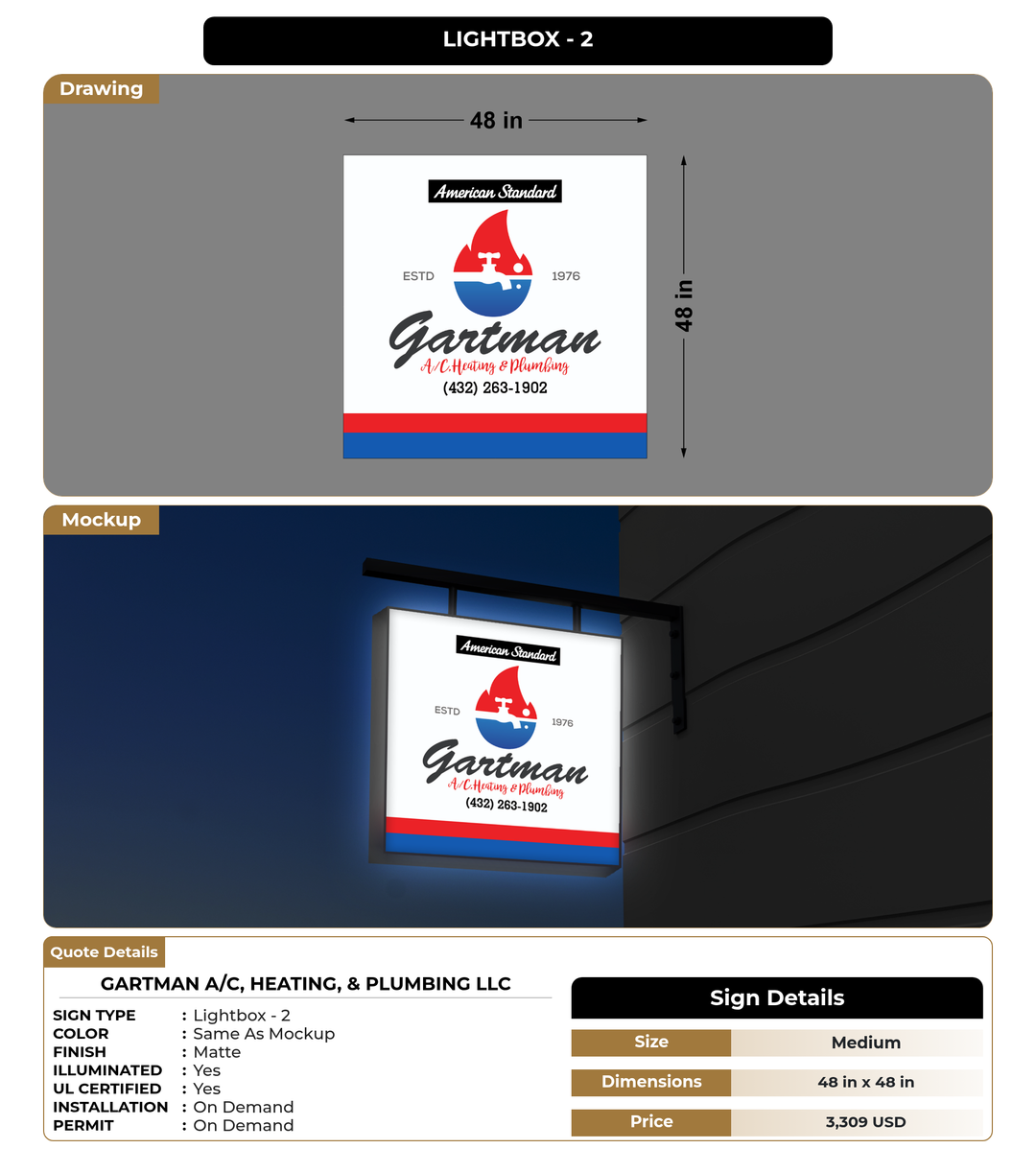 CUSTOM MOCKUP SIGN FOR Gartman A/C, Heating, & Plumbing LLC