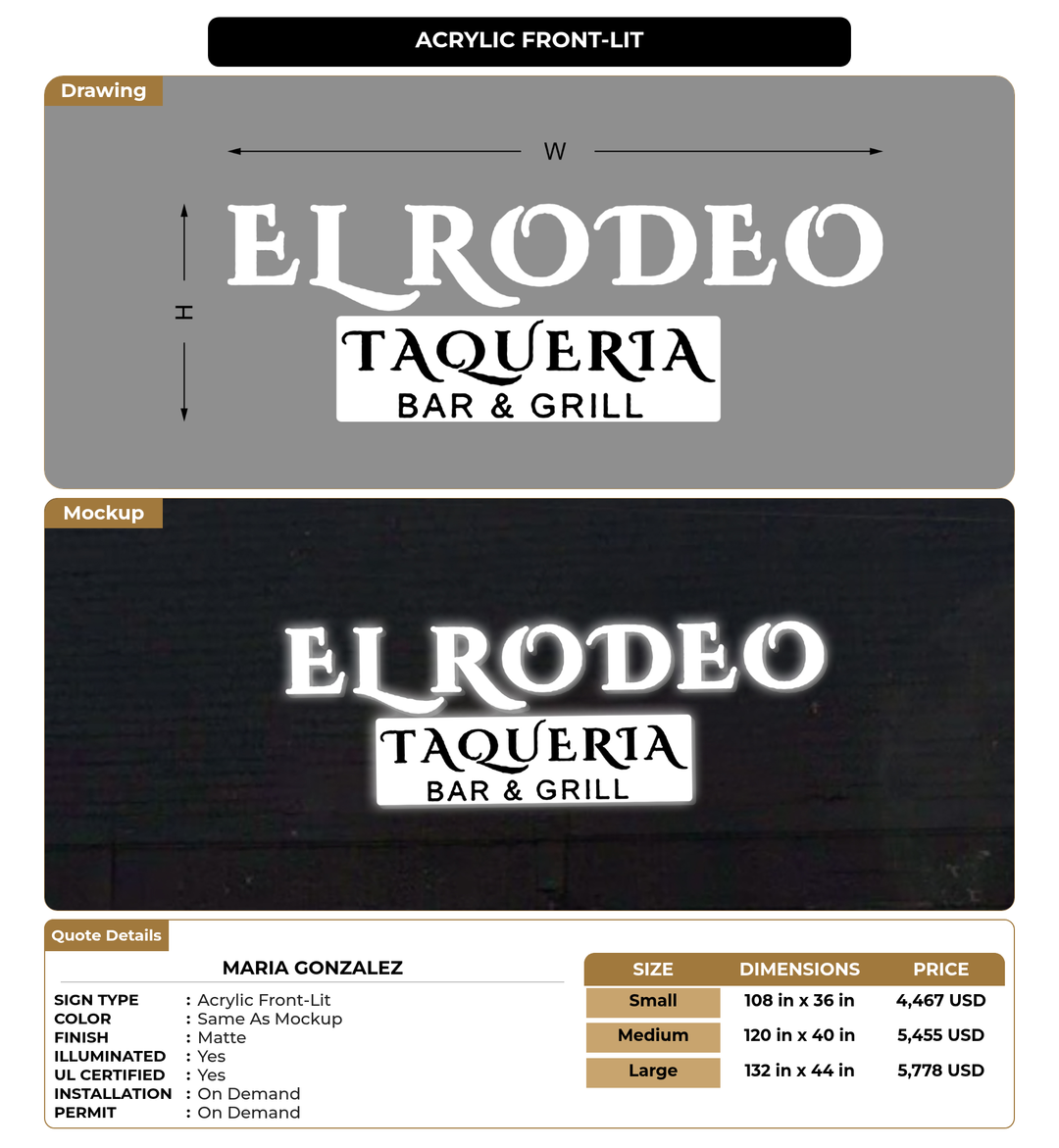CUSTOM MOCKUP SIGN FOR maria gonzalez