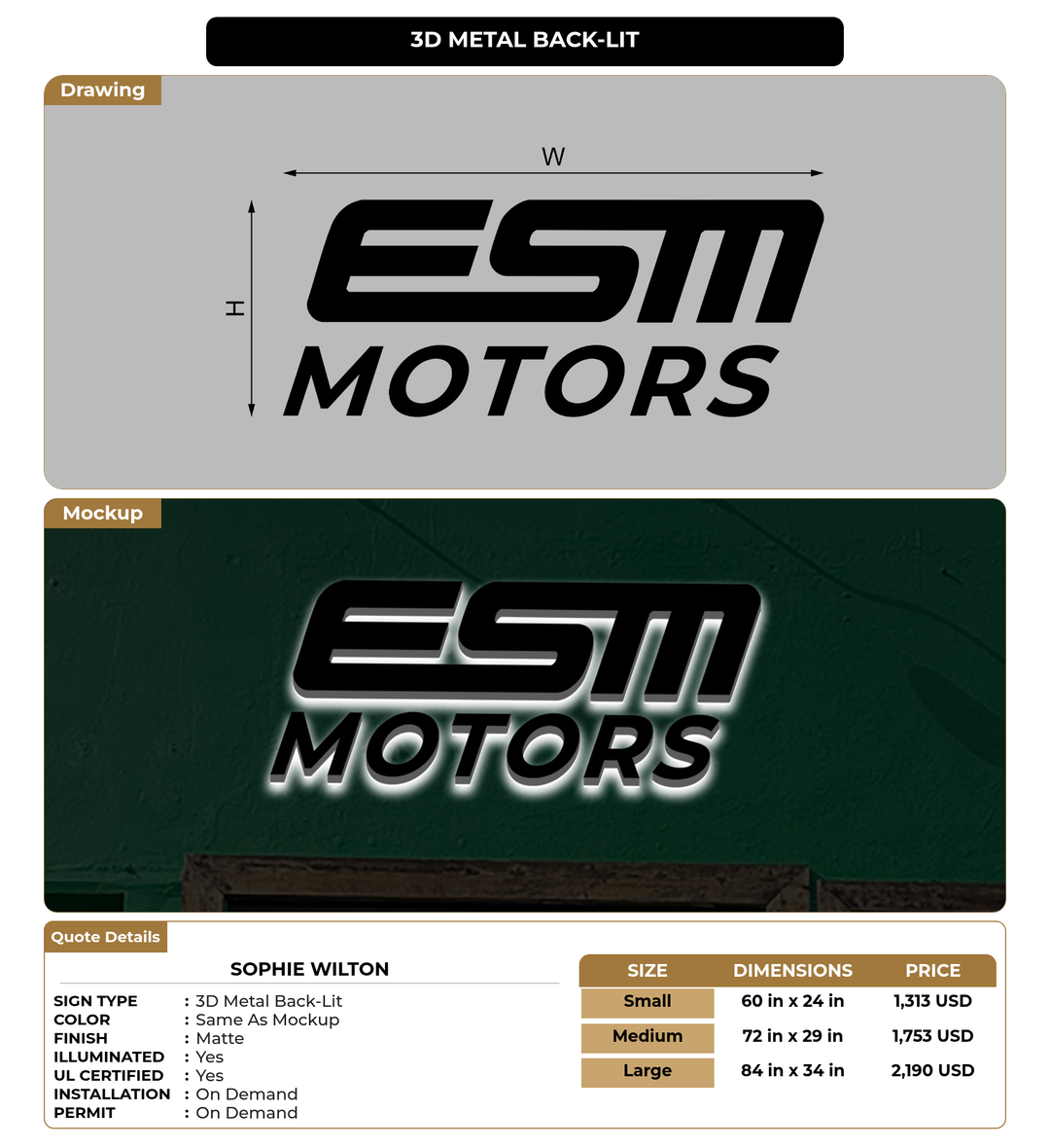 CUSTOM MOCKUP SIGN FOR Sophie Wilton