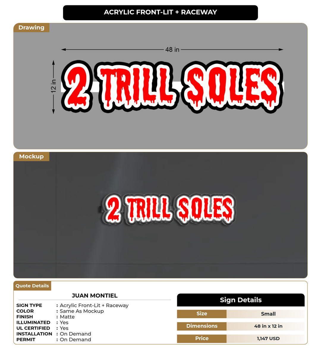 CUSTOM MOCKUP SIGN FOR Juan  montiel