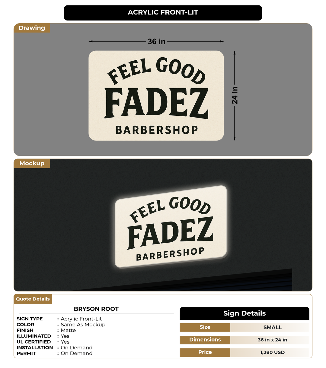 CUSTOM MOCKUP SIGN FOR Bryson Root