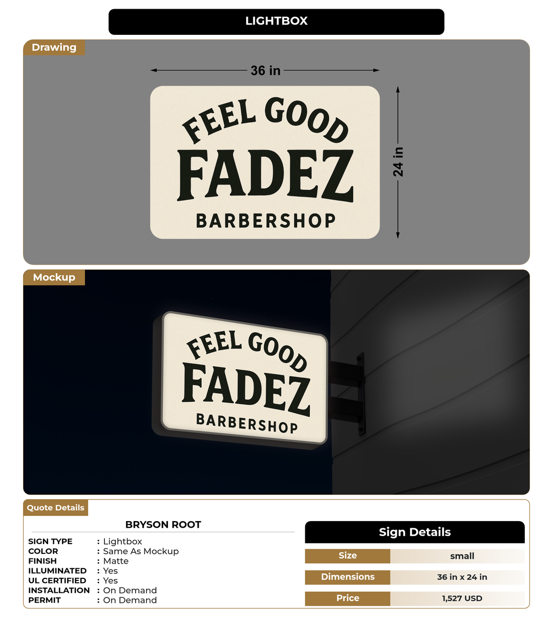 CUSTOM MOCKUP SIGN FOR Bryson Root