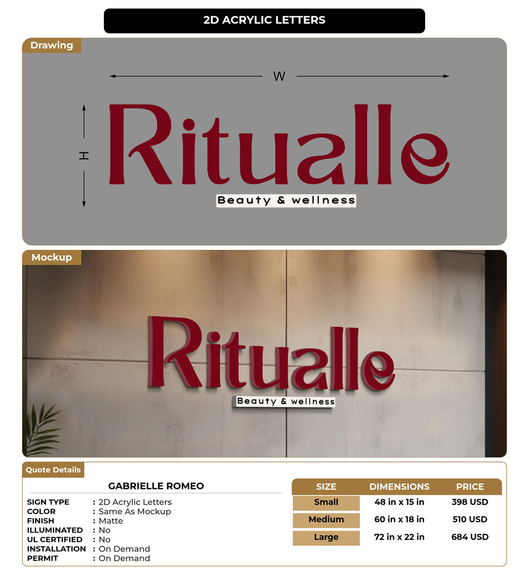 CUSTOM MOCKUP SIGN FOR Gabrielle Romeo
