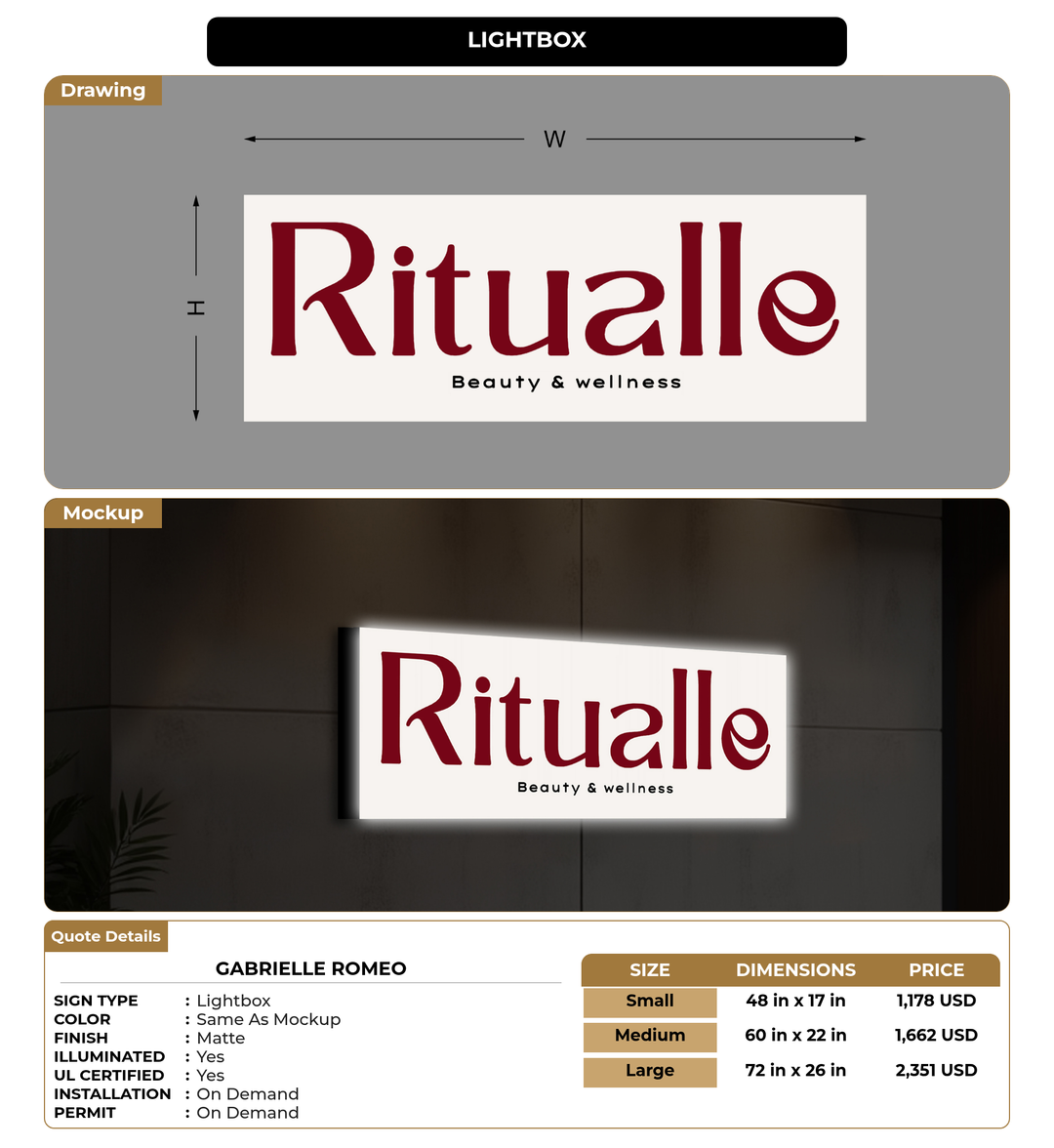 CUSTOM MOCKUP SIGN FOR Gabrielle Romeo