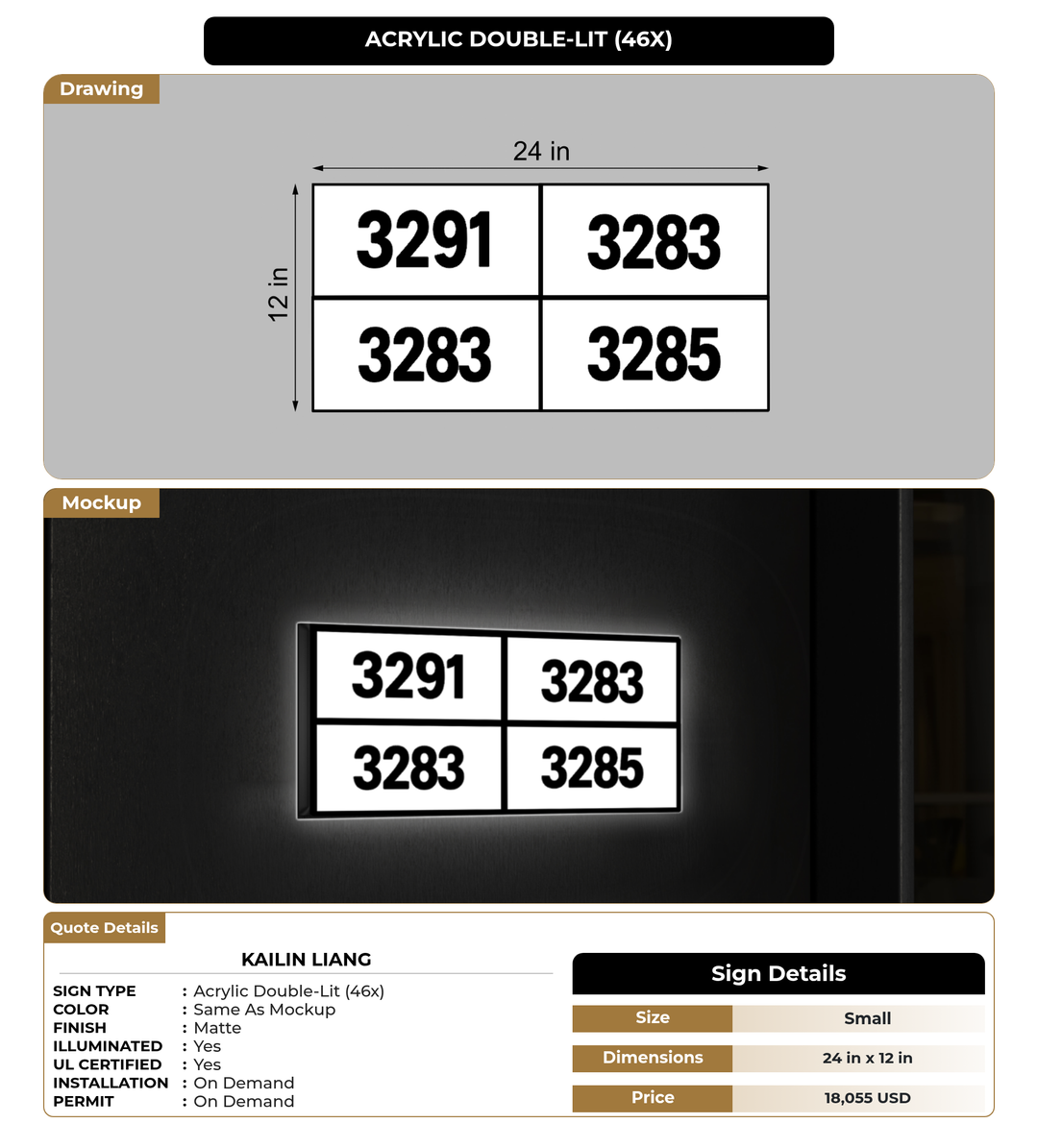 CUSTOM MOCKUP SIGN FOR Kailin Liang