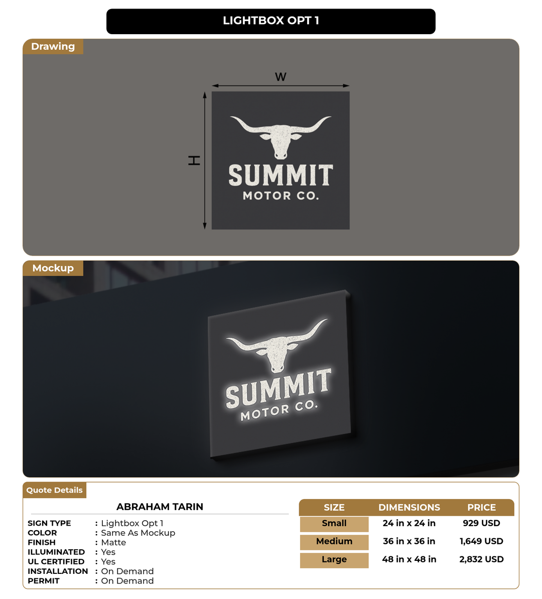 CUSTOM MOCKUP SIGN FOR Abraham Tarin