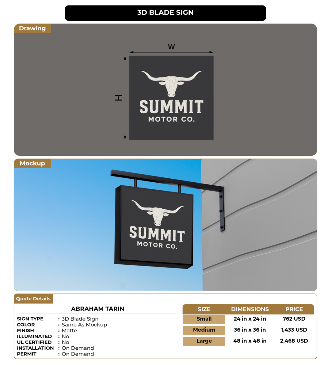 CUSTOM MOCKUP SIGN FOR Abraham Tarin