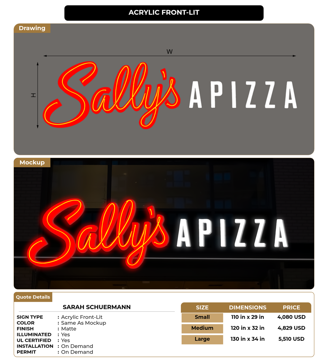 CUSTOM MOCKUP SIGN FOR Sarah Schuermann