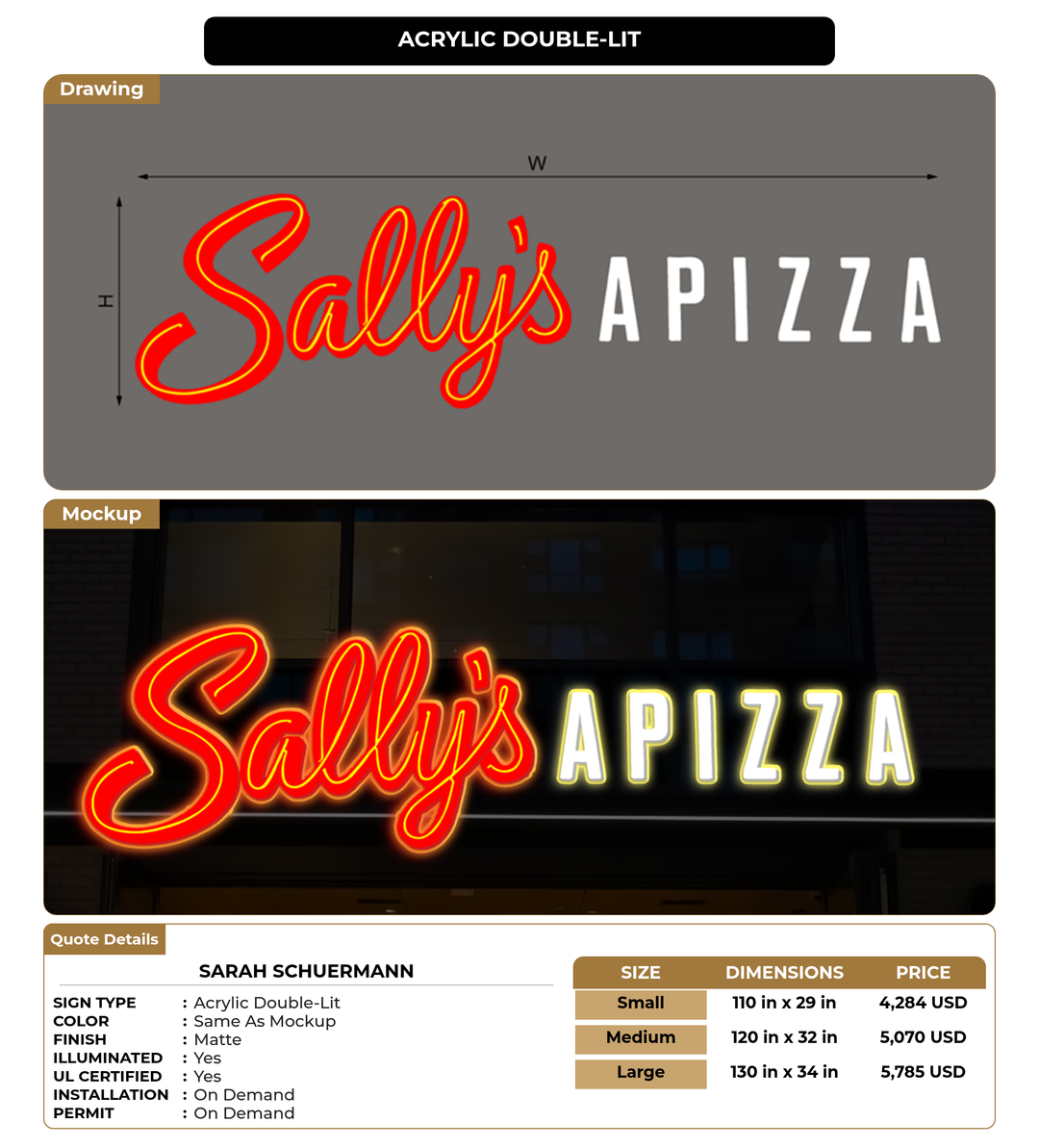 CUSTOM MOCKUP SIGN FOR Sarah Schuermann