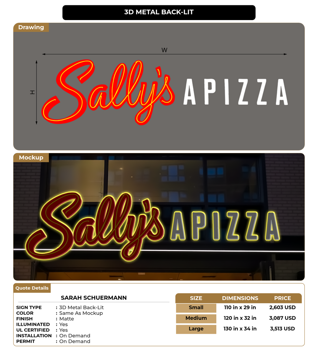 CUSTOM MOCKUP SIGN FOR Sarah Schuermann