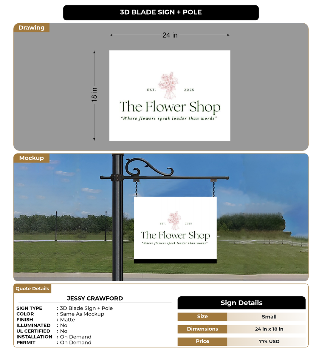 CUSTOM MOCKUP SIGN FOR Jessy Crawford