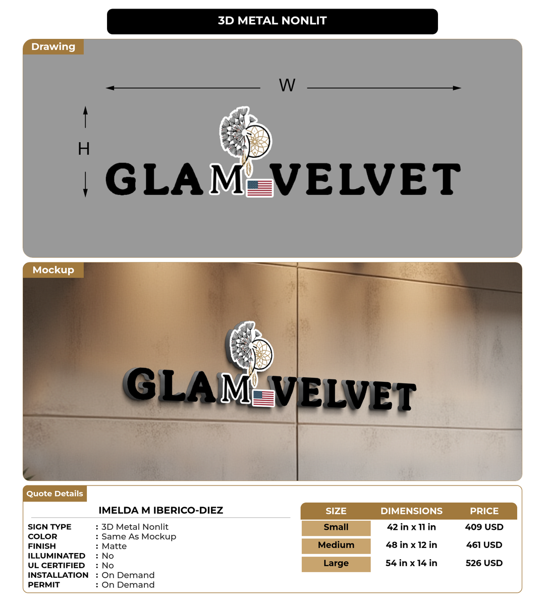 CUSTOM MOCKUP SIGN FOR IMELDA M IBERICO-DIEZ