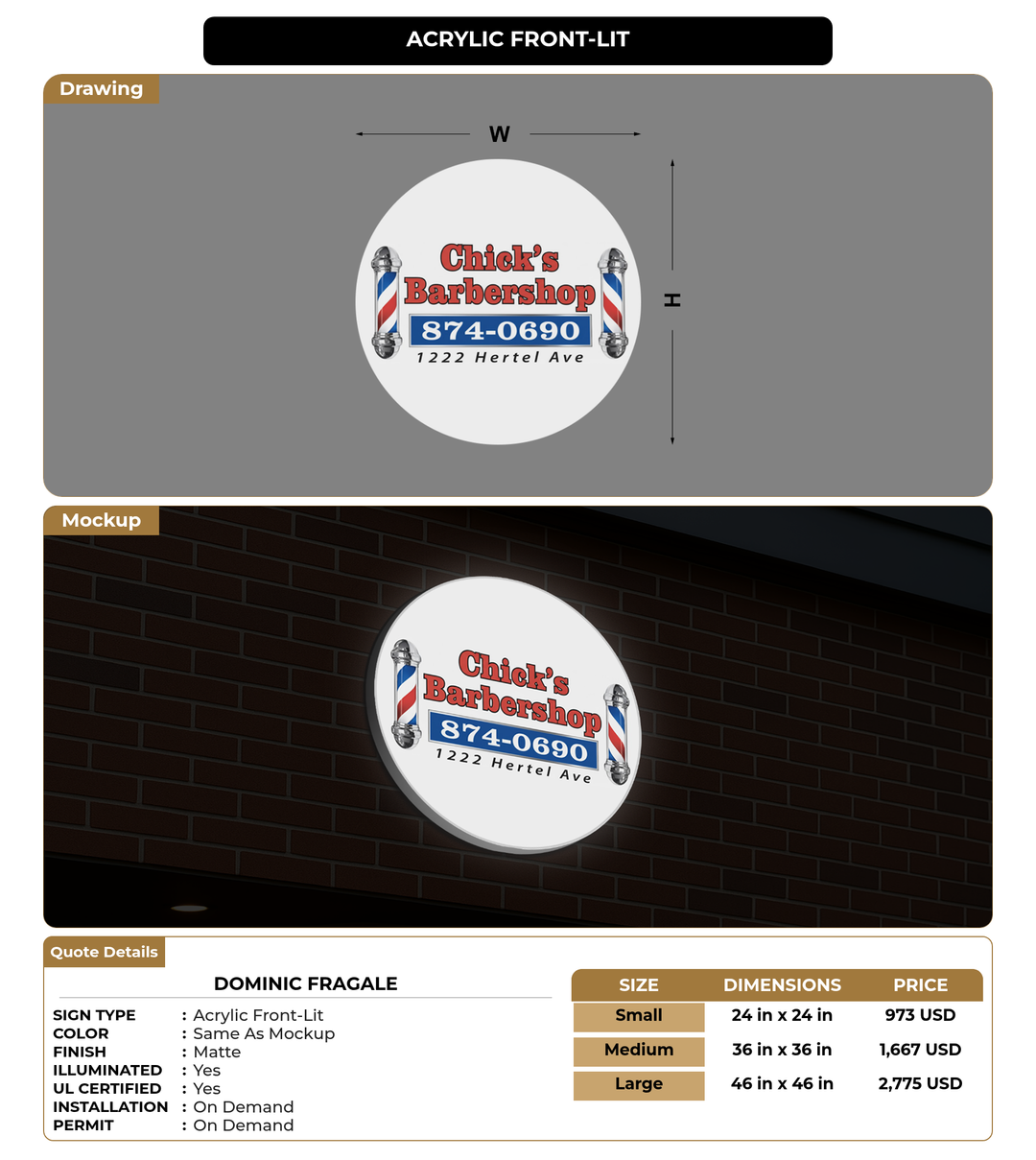 CUSTOM MOCKUP SIGN FOR Dominic Fragale