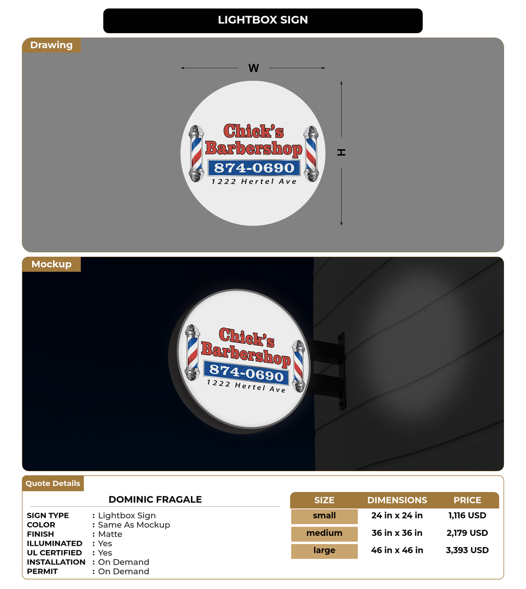 CUSTOM MOCKUP SIGN FOR Dominic Fragale
