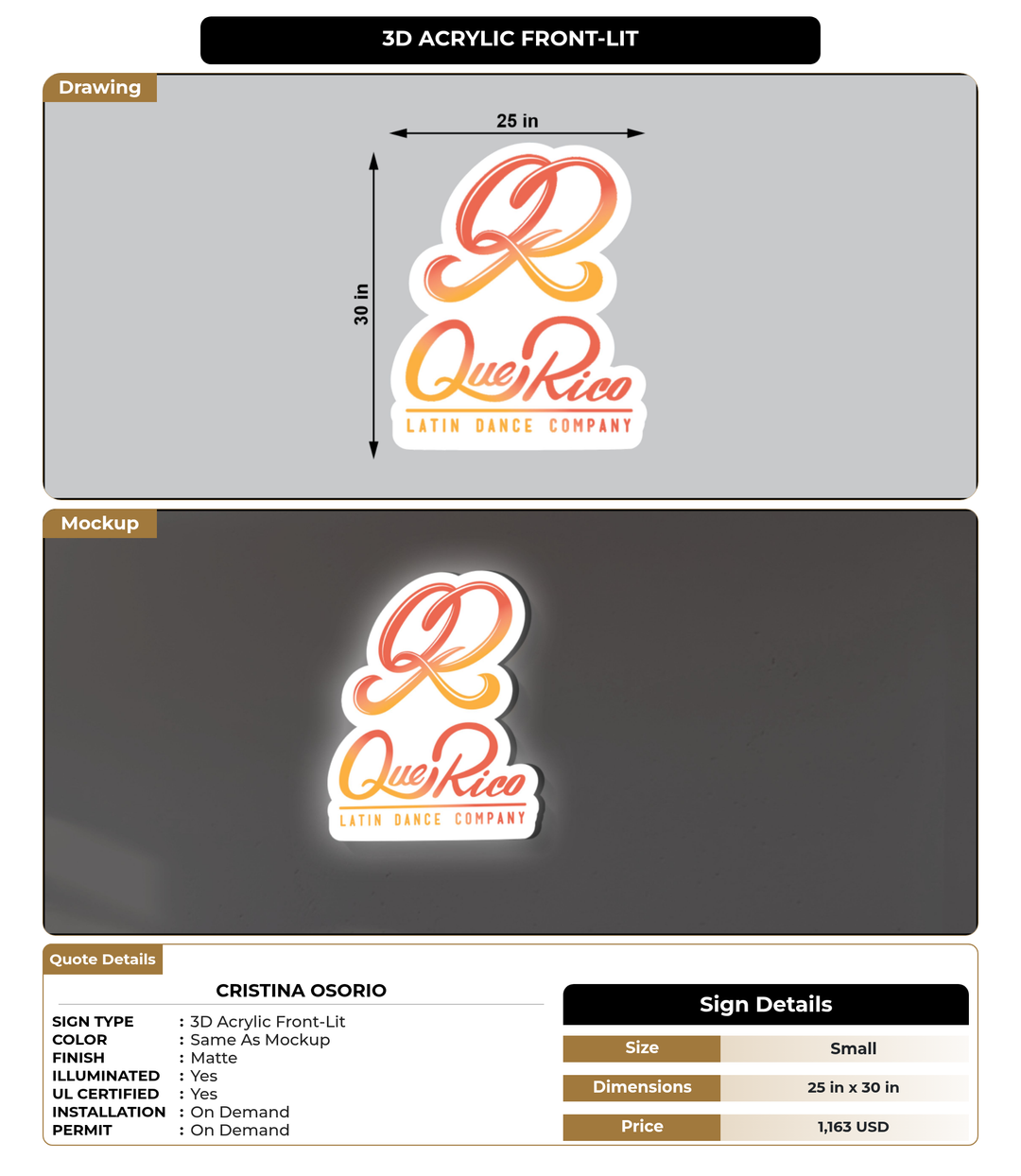 CUSTOM MOCKUP SIGN FOR Cristina Osorio