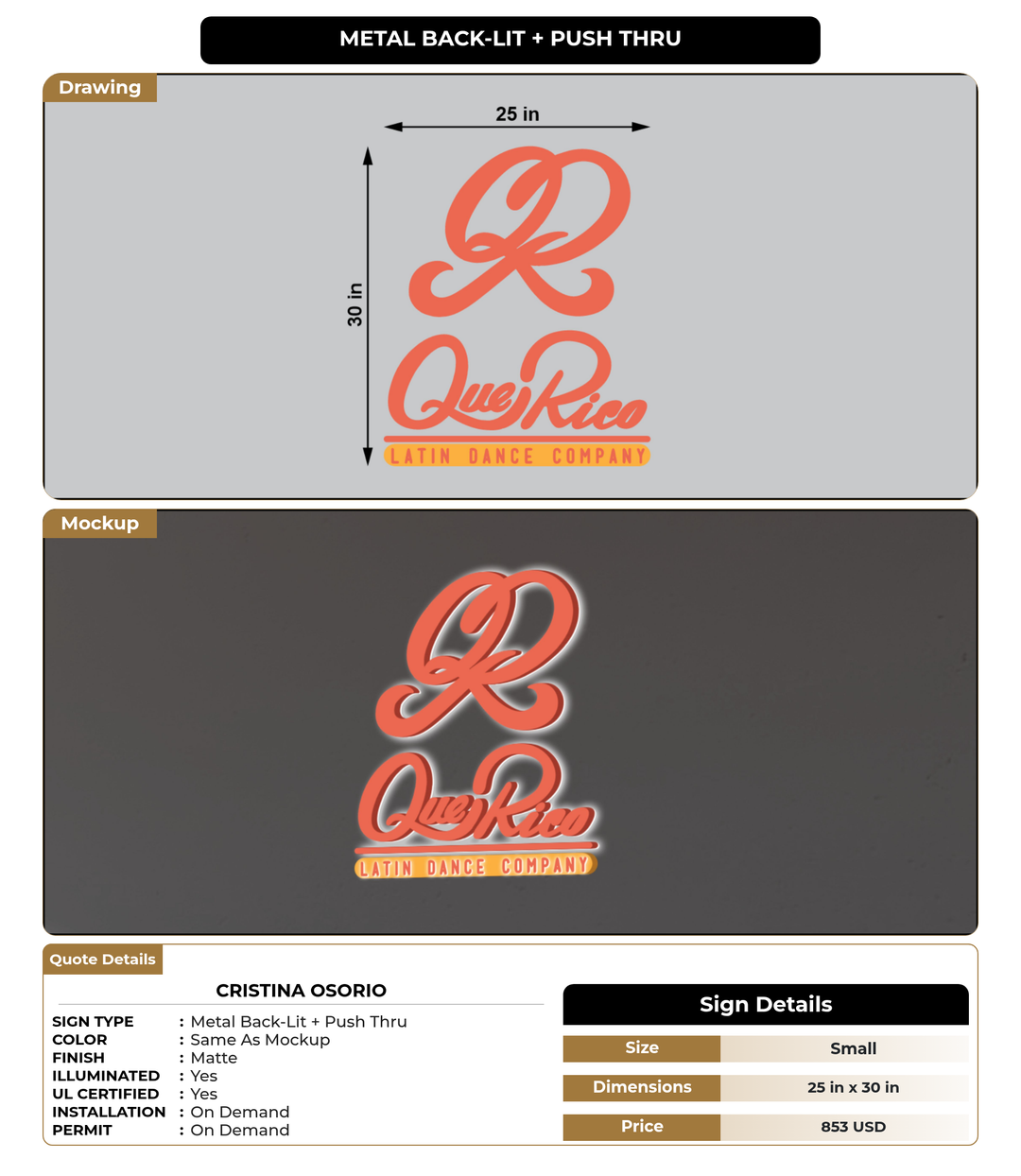 CUSTOM MOCKUP SIGN FOR Cristina Osorio