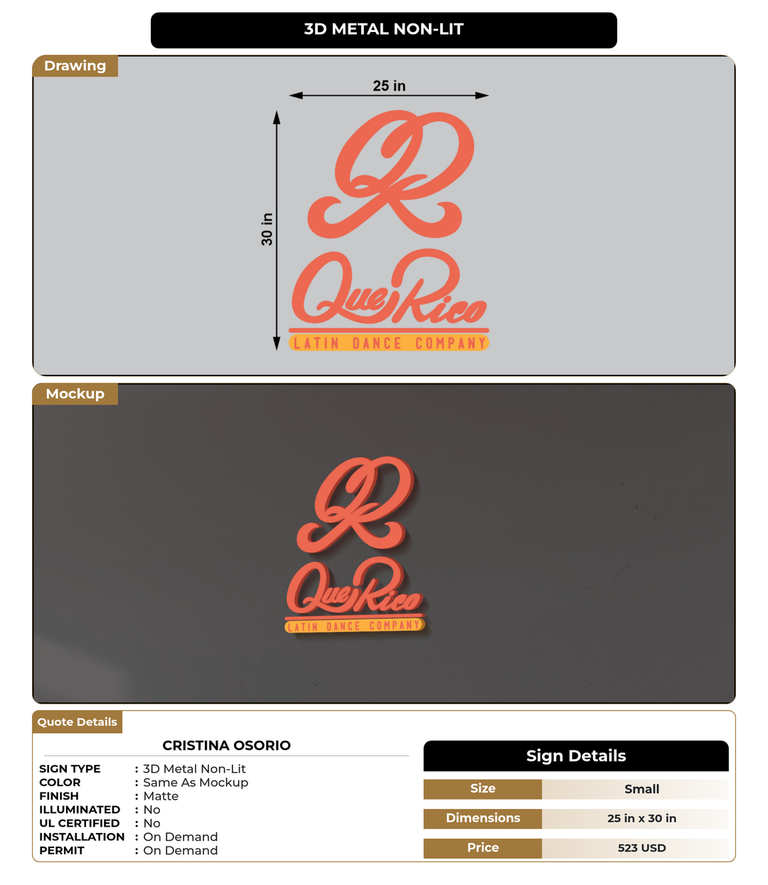 CUSTOM MOCKUP SIGN FOR Cristina Osorio