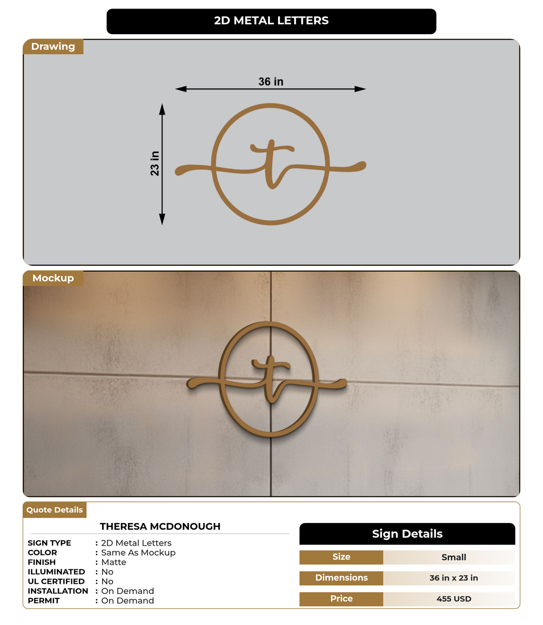 CUSTOM MOCKUP SIGN FOR Theresa McDonough