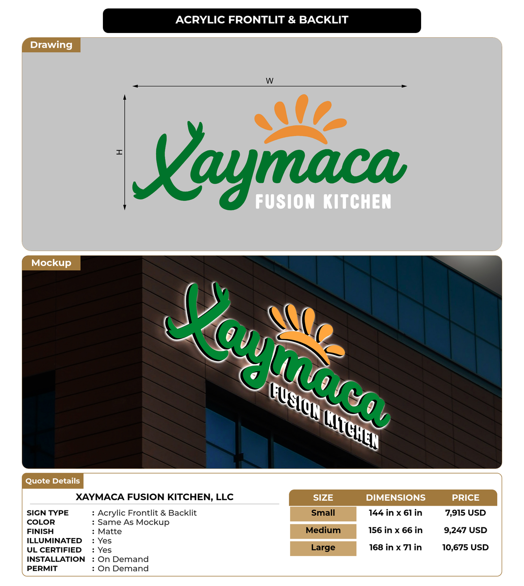 CUSTOM MOCKUP SIGN FOR Xaymaca Fusion Kitchen, LLC