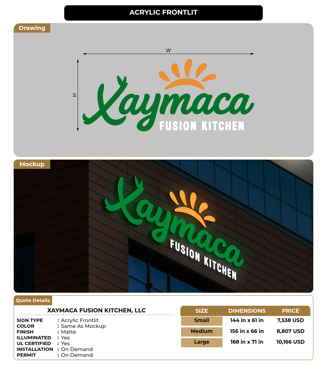 CUSTOM MOCKUP SIGN FOR Xaymaca Fusion Kitchen, LLC