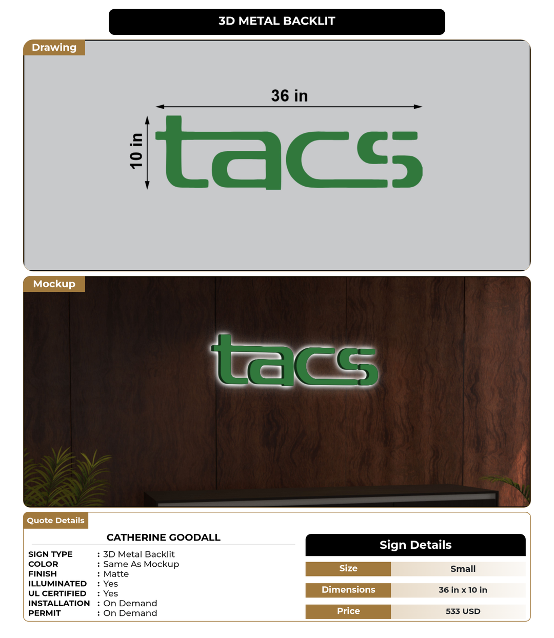 CUSTOM MOCKUP SIGN FOR Catherine Goodall