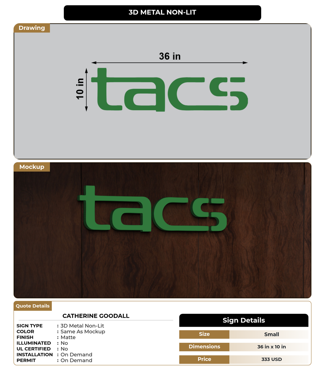 CUSTOM MOCKUP SIGN FOR Catherine Goodall