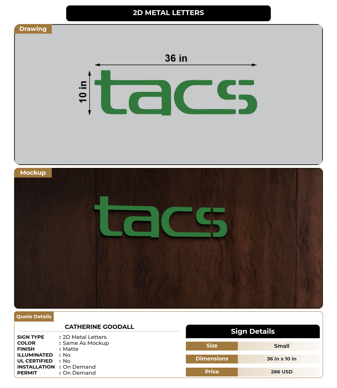 CUSTOM MOCKUP SIGN FOR Catherine Goodall