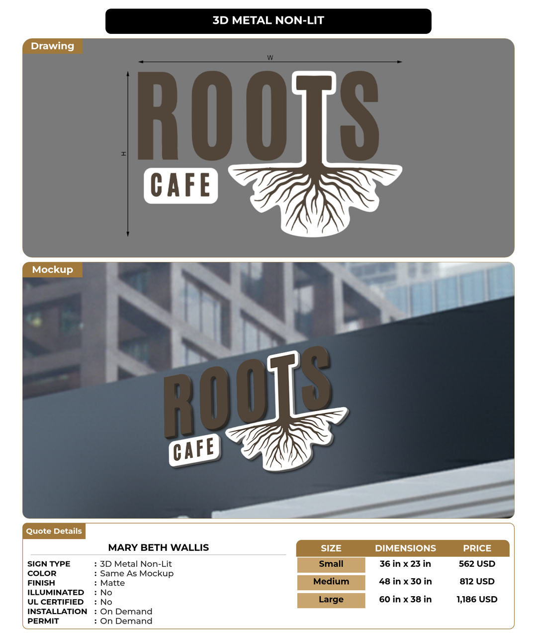 CUSTOM MOCKUP SIGN FOR MARY BETH WALLIS