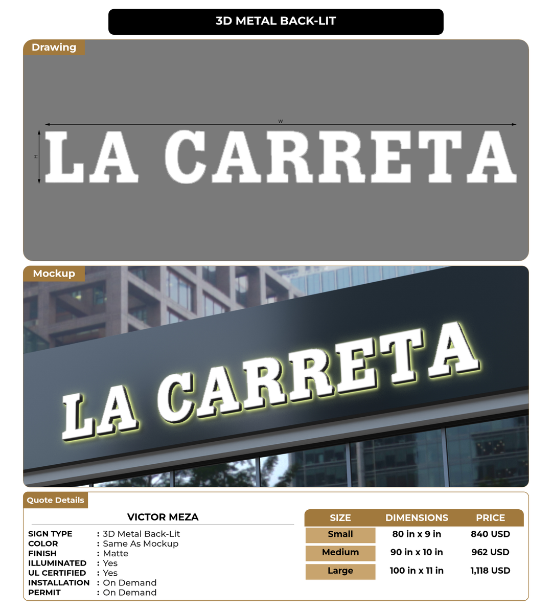 CUSTOM MOCKUP SIGN FOR Victor Meza